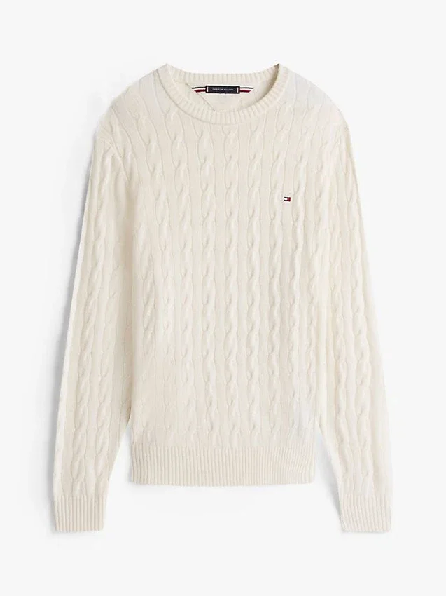 Sweter z dzianiny warkoczowej z wełny jagnięcej Sweter z dzianiny warkoczowej z wełny jagnięcej