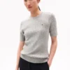 Sweter z krótkim rękawem o splocie warkoczowym Sweter z krótkim rękawem o splocie warkoczowym