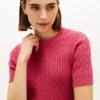 Sweter z krótkim rękawem o splocie warkoczowym Sweter z krótkim rękawem o splocie warkoczowym