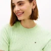 Sweter z krótkim rękawem o splocie warkoczowym Sweter z krótkim rękawem o splocie warkoczowym