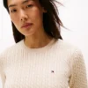 Sweter z krótkim rękawem o splocie warkoczowym Sweter z krótkim rękawem o splocie warkoczowym