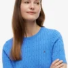 Sweter z krótkim rękawem o splocie warkoczowym Sweter z krótkim rękawem o splocie warkoczowym