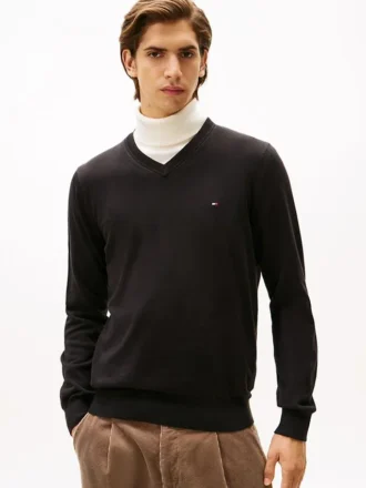 Sweter z logo i dekoltem w serek