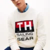 Sweter z okrągłym dekoltem i logo żeglarskim Sweter z okrągłym dekoltem i logo żeglarskim