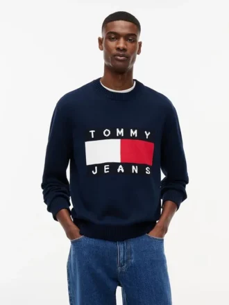 Sweter z okrągłym dekoltem i logo Tommy Jeans