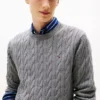 Sweter z okrągłym dekoltem i splotem warkoczowym Sweter z okrągłym dekoltem i splotem warkoczowym