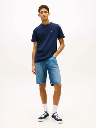 Szorty dżinsowe Tommy Jeans z kieszenią z flagą