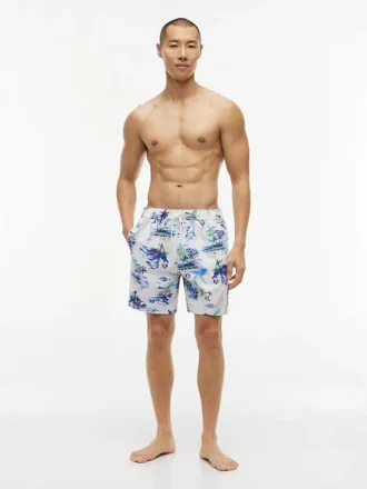 Szorty kąpielowe z nadrukiem surferskim 7″