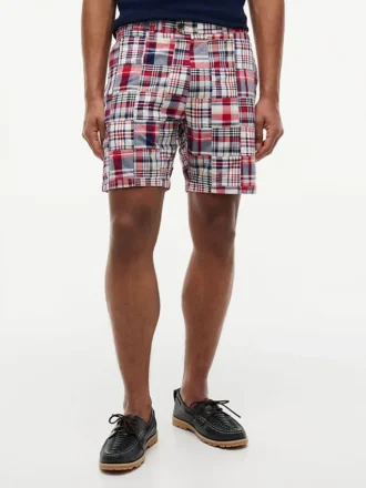 Szorty męskie Tommy Hilfiger o regularnym kroju, 7 cali, z patchworkiem w madras