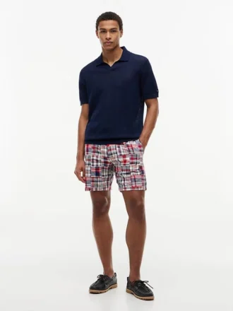 Szorty męskie Tommy Hilfiger o regularnym kroju, 7 cali, z patchworkiem w madras