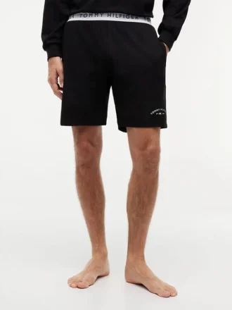 Szorty nocne z logo Hilfiger w stylu pique