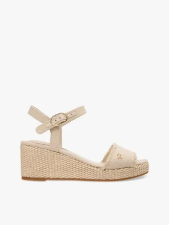 Tkane sandały na koturnie w stylu espadryli Tkane sandały na koturnie w stylu espadryli