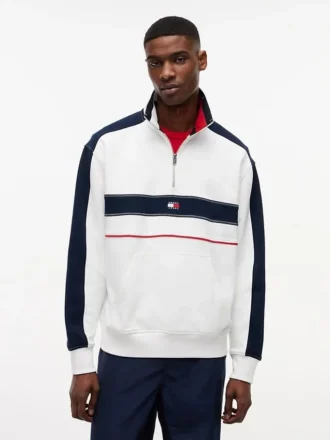 Tommy Jeans Bluza z zamkiem 1/4 i kontrastowymi wstawkami