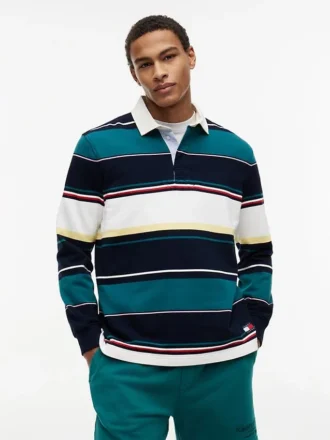 Tommy Jeans Luźna koszulka polo w paski w stylu rugby