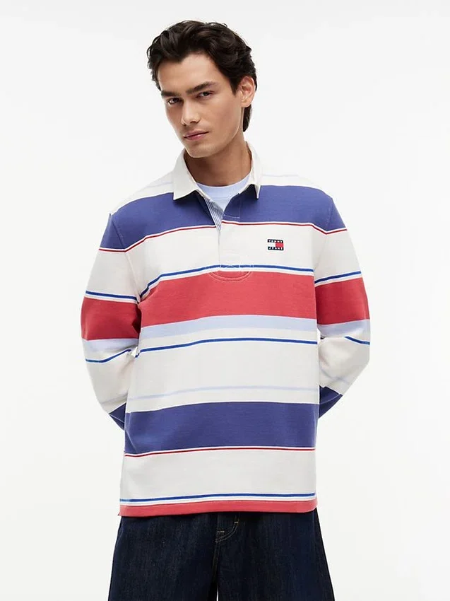 Tommy Jeans Luźna koszulka polo w paski w stylu rugby Tommy Jeans Luźna koszulka polo w paski w stylu rugby