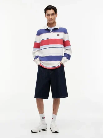 Tommy Jeans Luźna koszulka polo w paski w stylu rugby