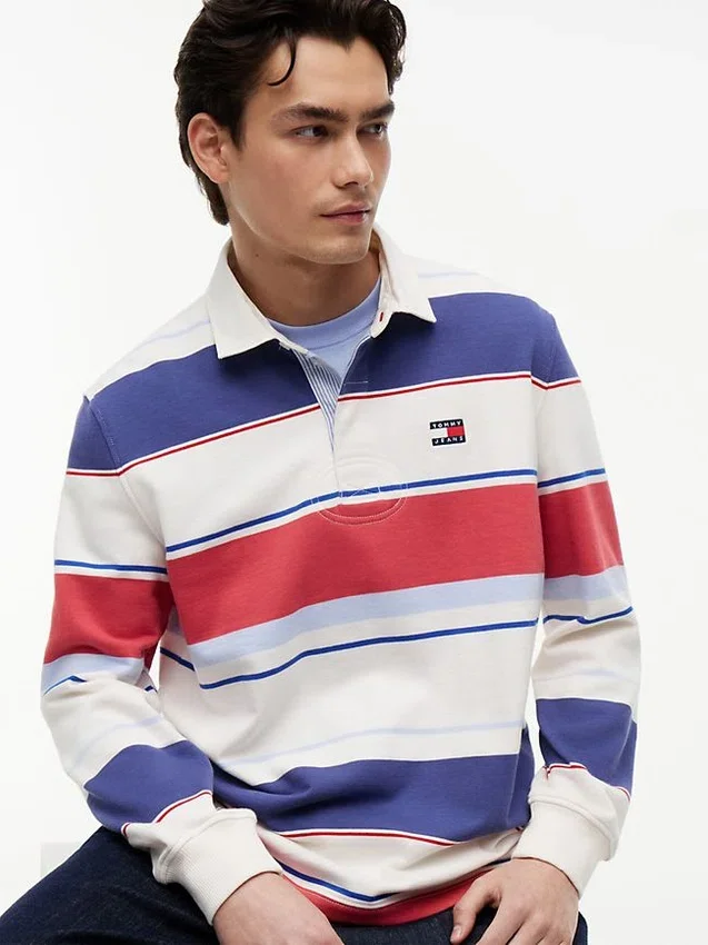 Tommy Jeans Luźna koszulka polo w paski w stylu rugby Tommy Jeans Luźna koszulka polo w paski w stylu rugby