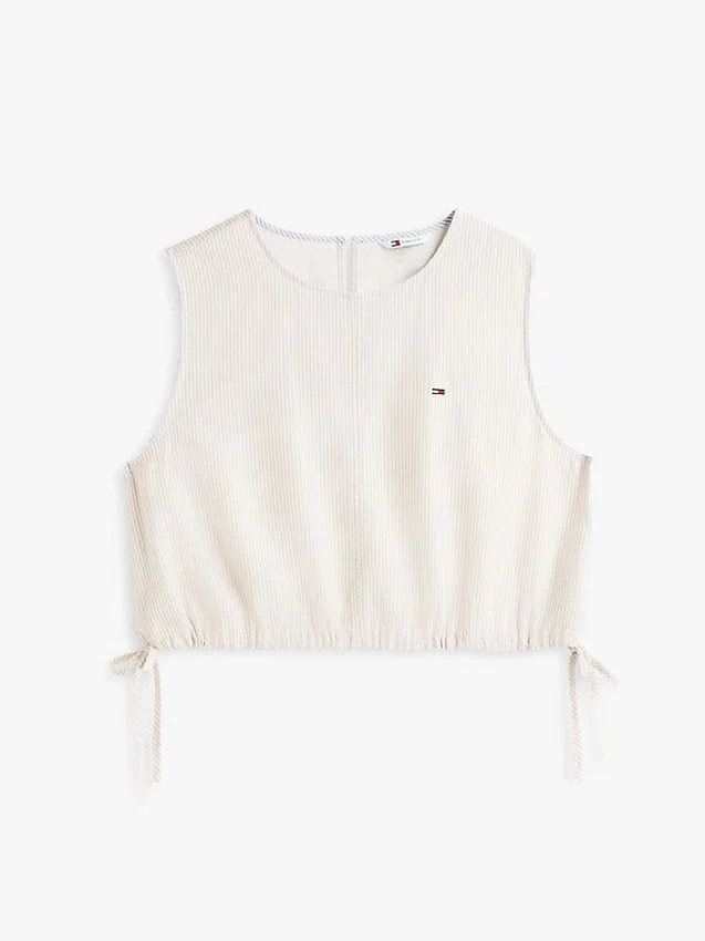 Tommy Jeans Top z mieszanki lnu wiązany z boku Tommy Jeans Top z mieszanki lnu wiązany z boku