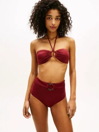 Top bikini bandeau z pierścieniem