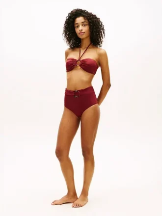 Top bikini bandeau z pierścieniem