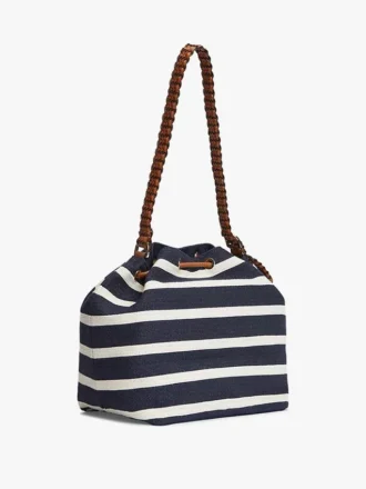 Torba typu bucket z monogramem i paskami w stylu bretońskim
