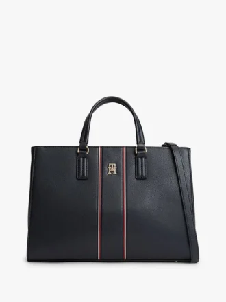 Torba typu satchel z charakterystycznymi paskami