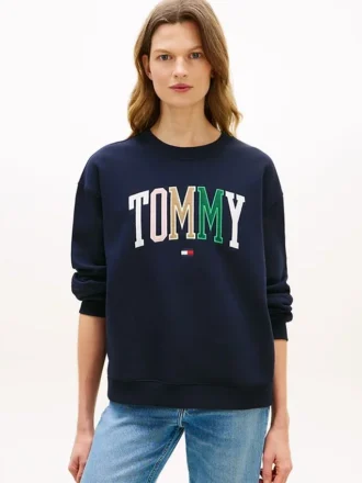 Wielobarwna bluza z logo Tommy w stylu varsity