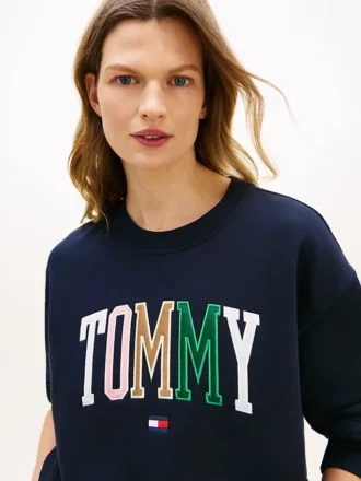 Wielobarwna bluza z logo Tommy w stylu varsity