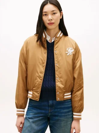 Wodoodporna kurtka bomberka w stylu varsity