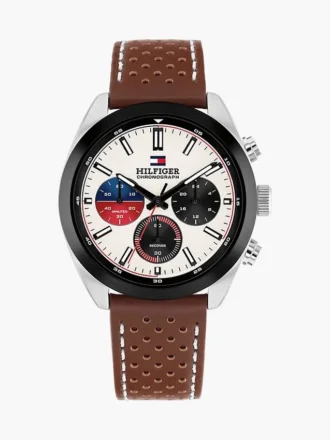 Zegarek chronograf z paskiem skórzanym 40 mm
