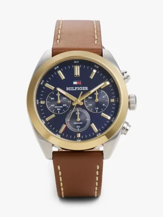 Zegarek chronograf z paskiem skórzanym 40 mm Zegarek chronograf z paskiem skórzanym 40 mm