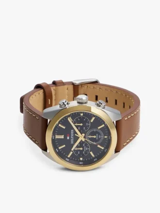 Zegarek chronograf z paskiem skórzanym 40 mm Zegarek chronograf z paskiem skórzanym 40 mm